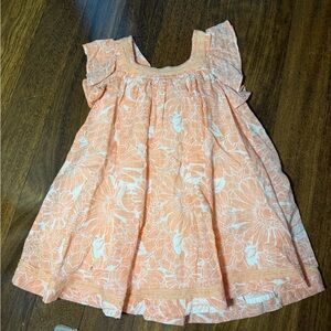 Delightful Kids Floral Dress in Peach and White